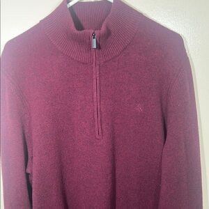 Calvin Klein Red Zip Up Sweater Soft Knit
